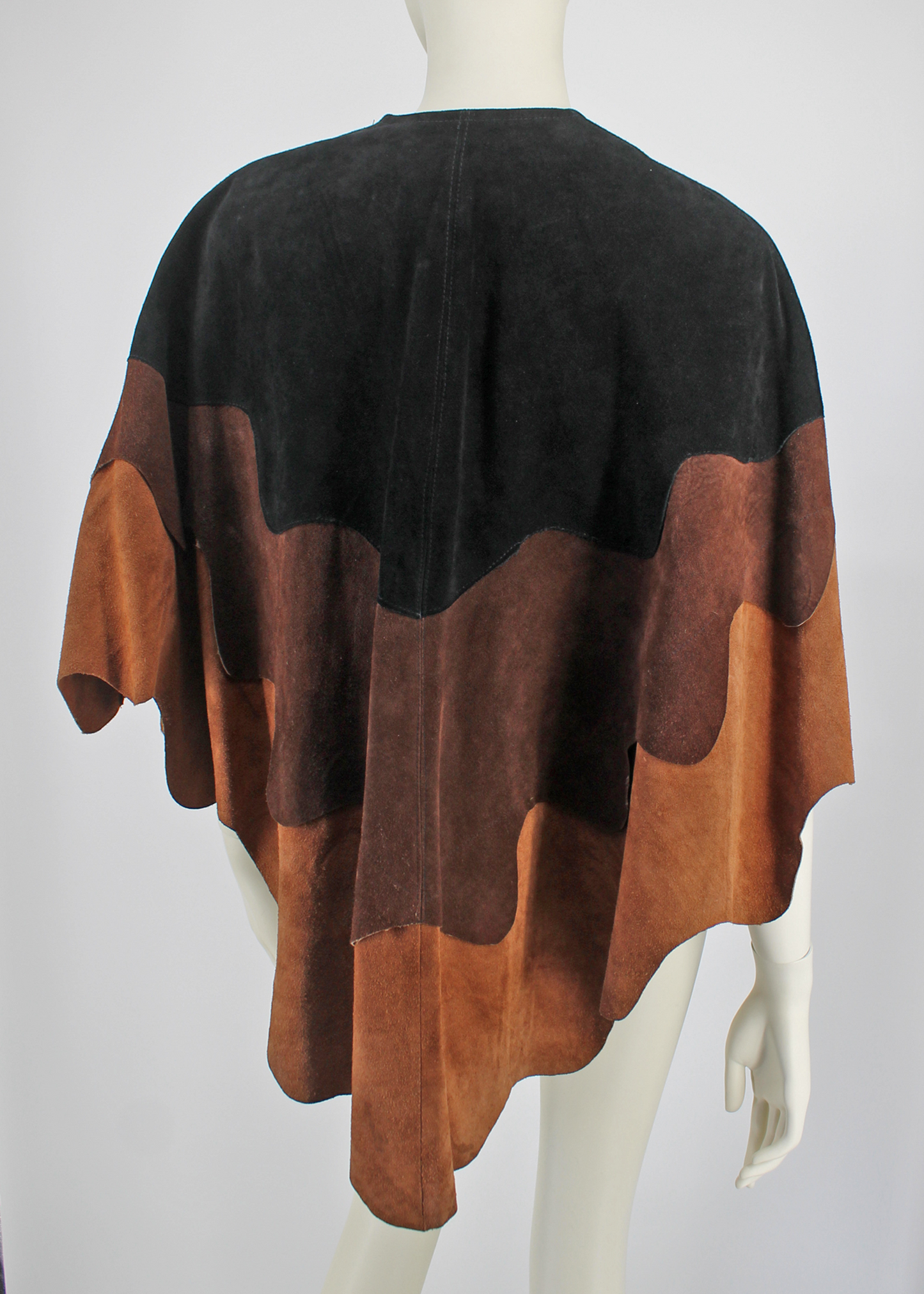 1970s Scalloped Suede Cape Jacket