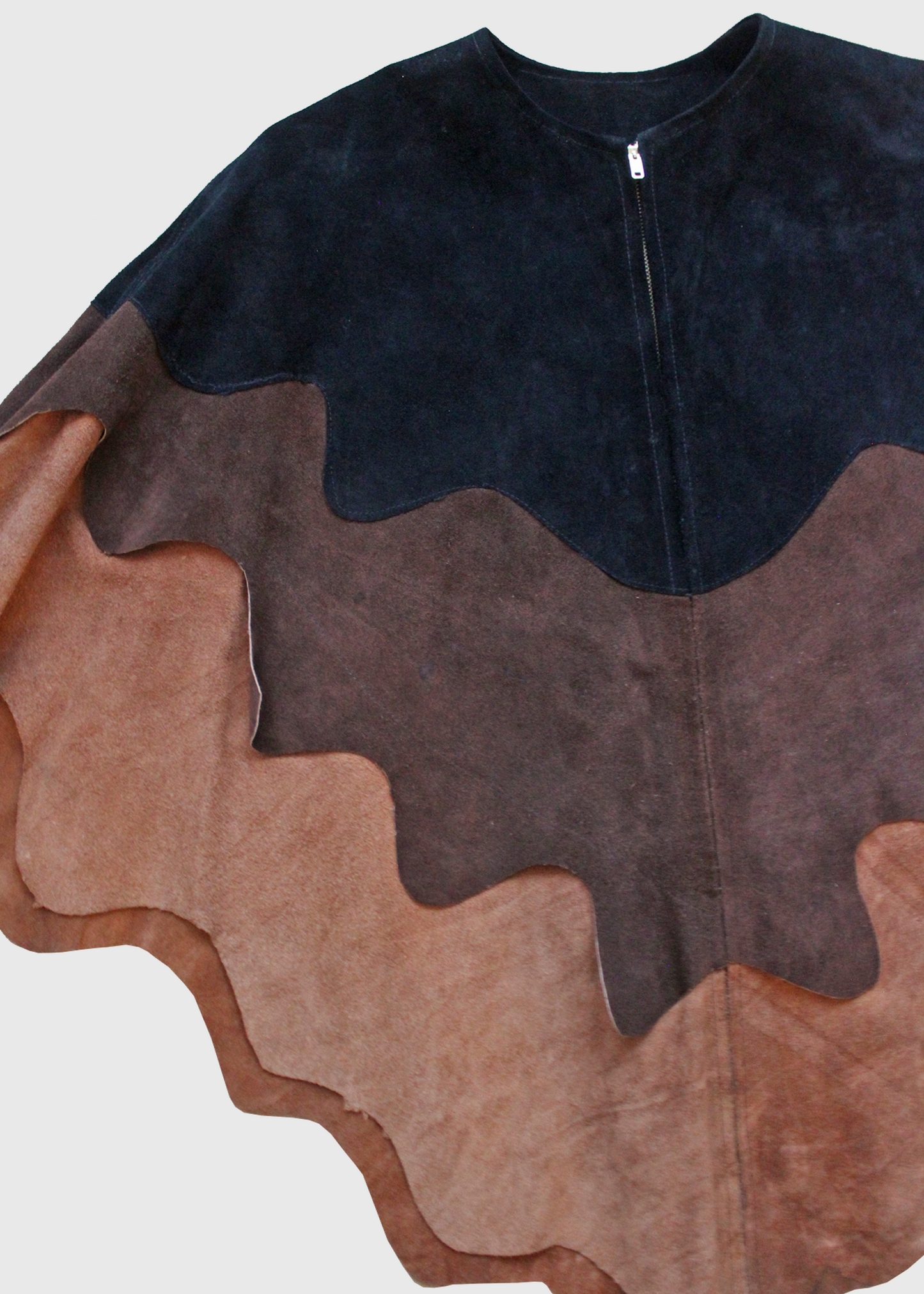1970s Scalloped Suede Cape Jacket
