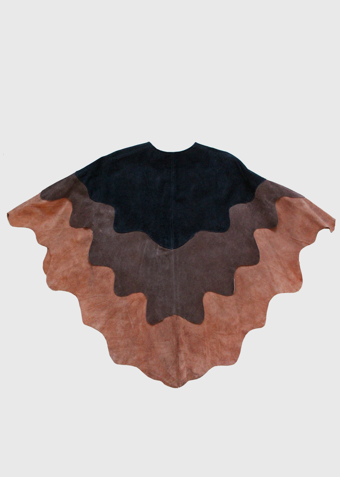 1970s Scalloped Suede Cape Jacket