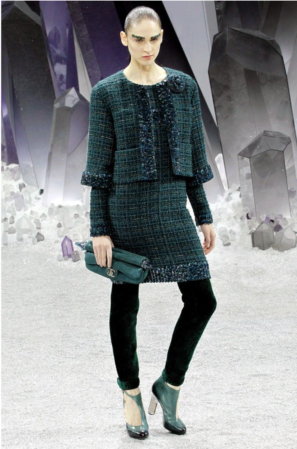 Chanel 2012 Emerald Tweed Embellished Jacket