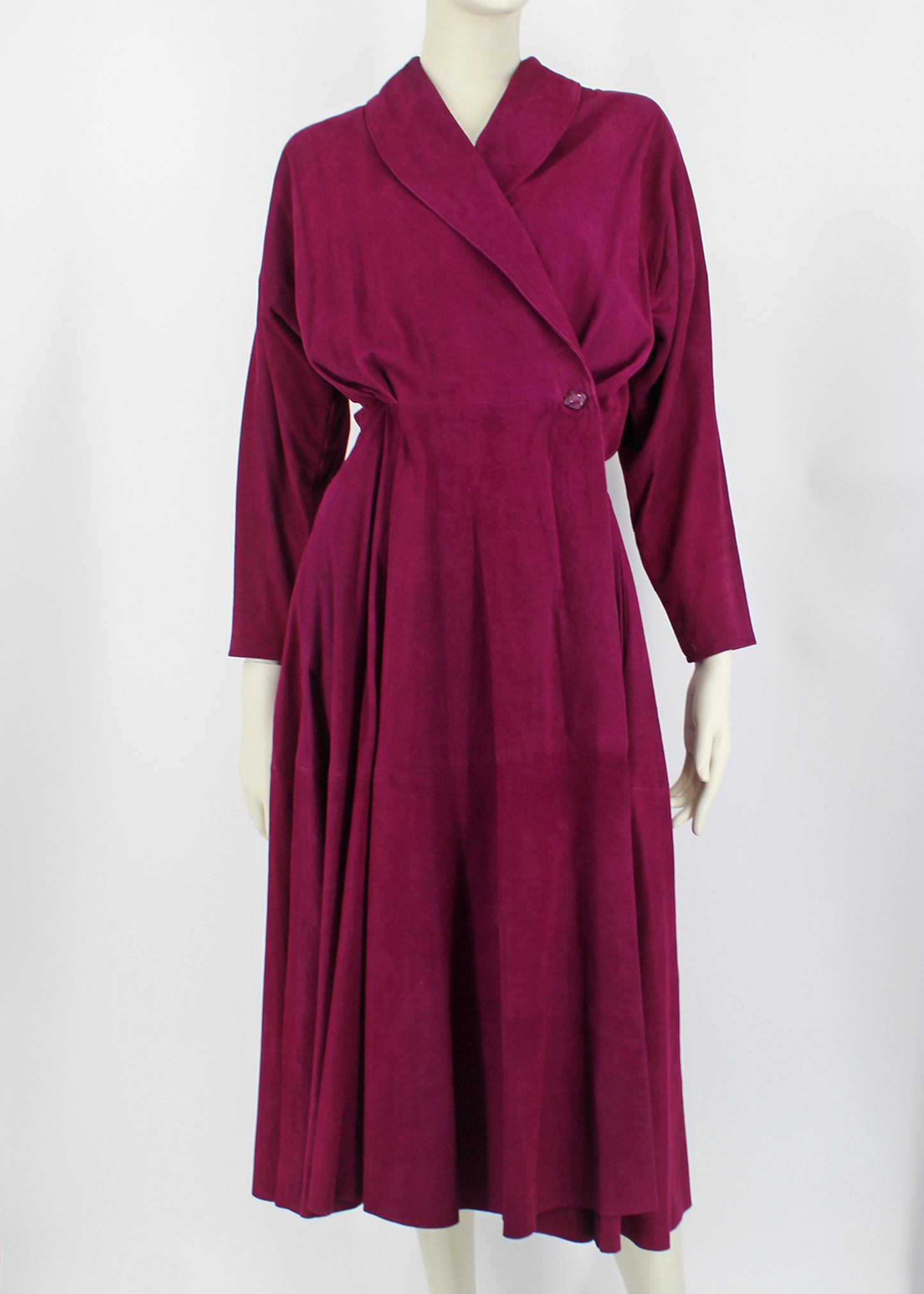 Alicia Herrera 1980s Goat Suede Dress in Berry