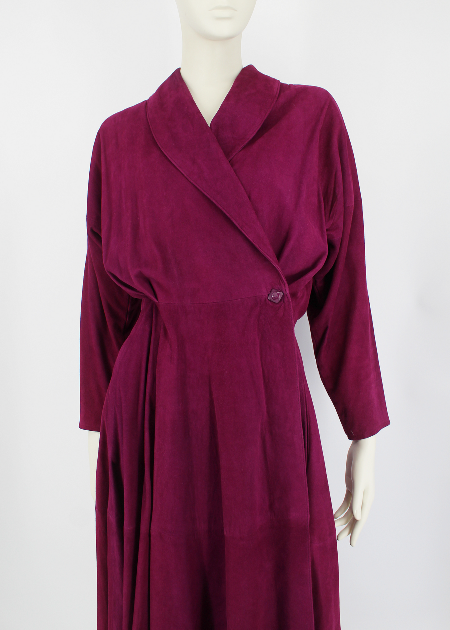 Alicia Herrera 1980s Goat Suede Dress in Berry