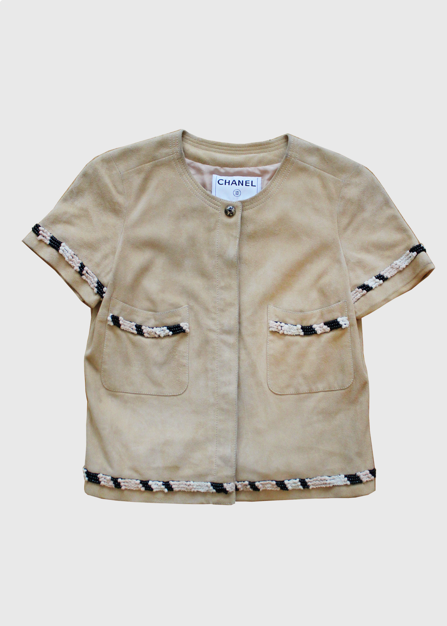 2008 Chanel Suede Embellished Crop Jacket