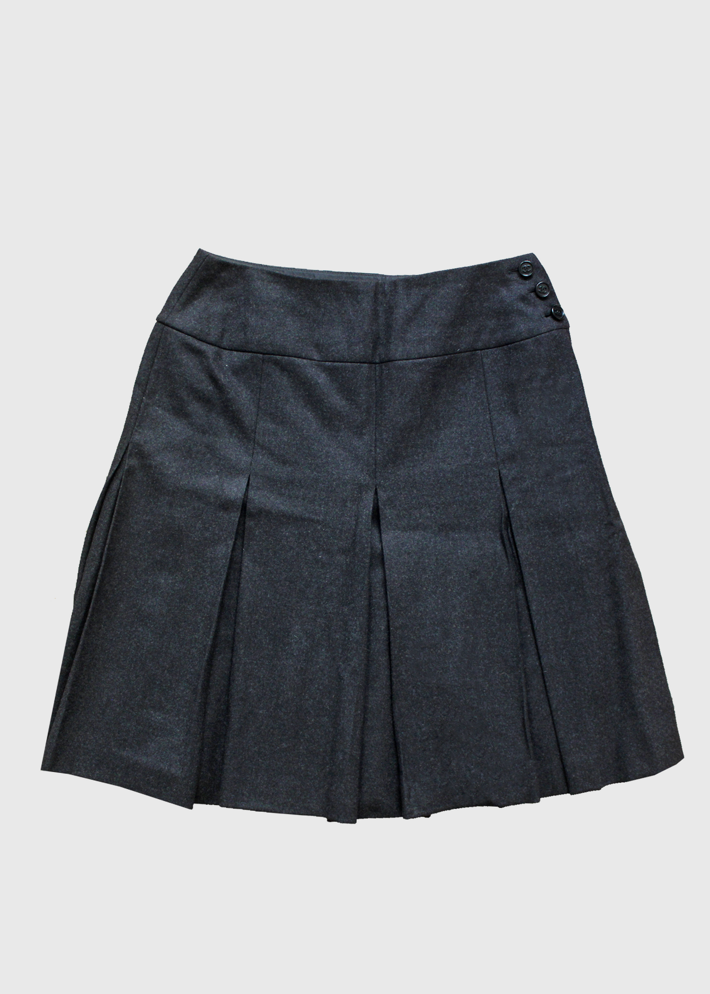 CHANEL 1997 Pleated Mini Skirt in Gray Wool- Size 6