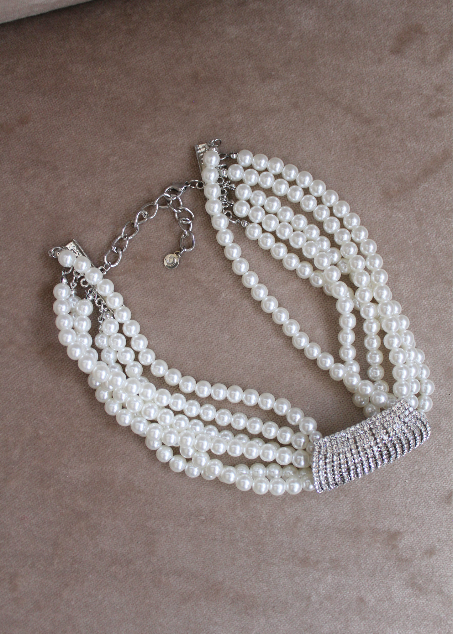 Courrèges 1960s Massive Pearl + Rhinestone Runway Choker Necklace