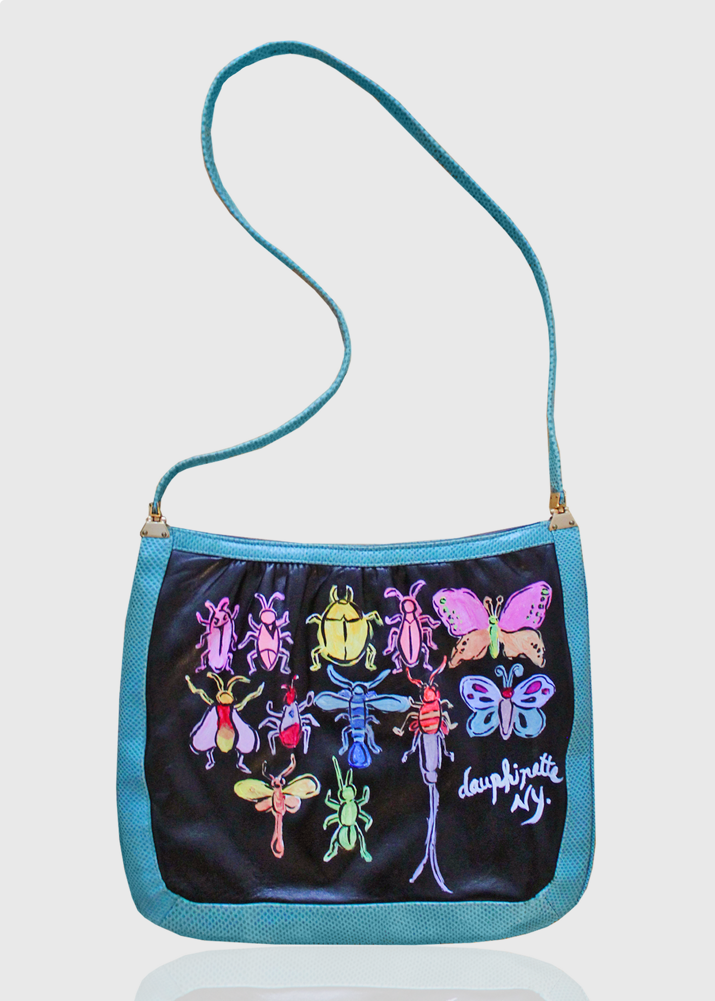 Dauphinette "Bug Day" Handpainted Shoulder Bag