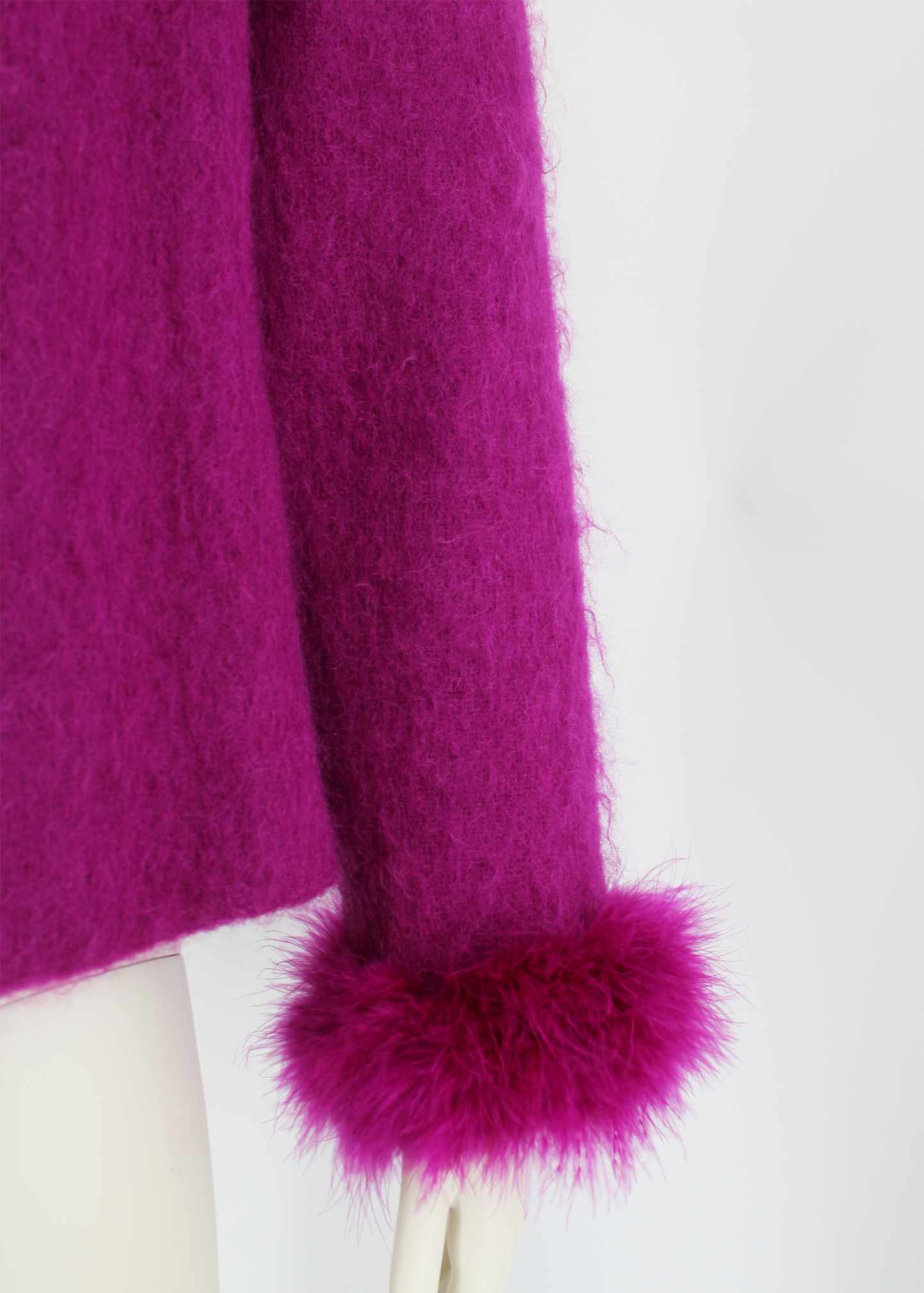 Dauphinette 1980s Magenta Mohair Jacket with Marabou Feathers