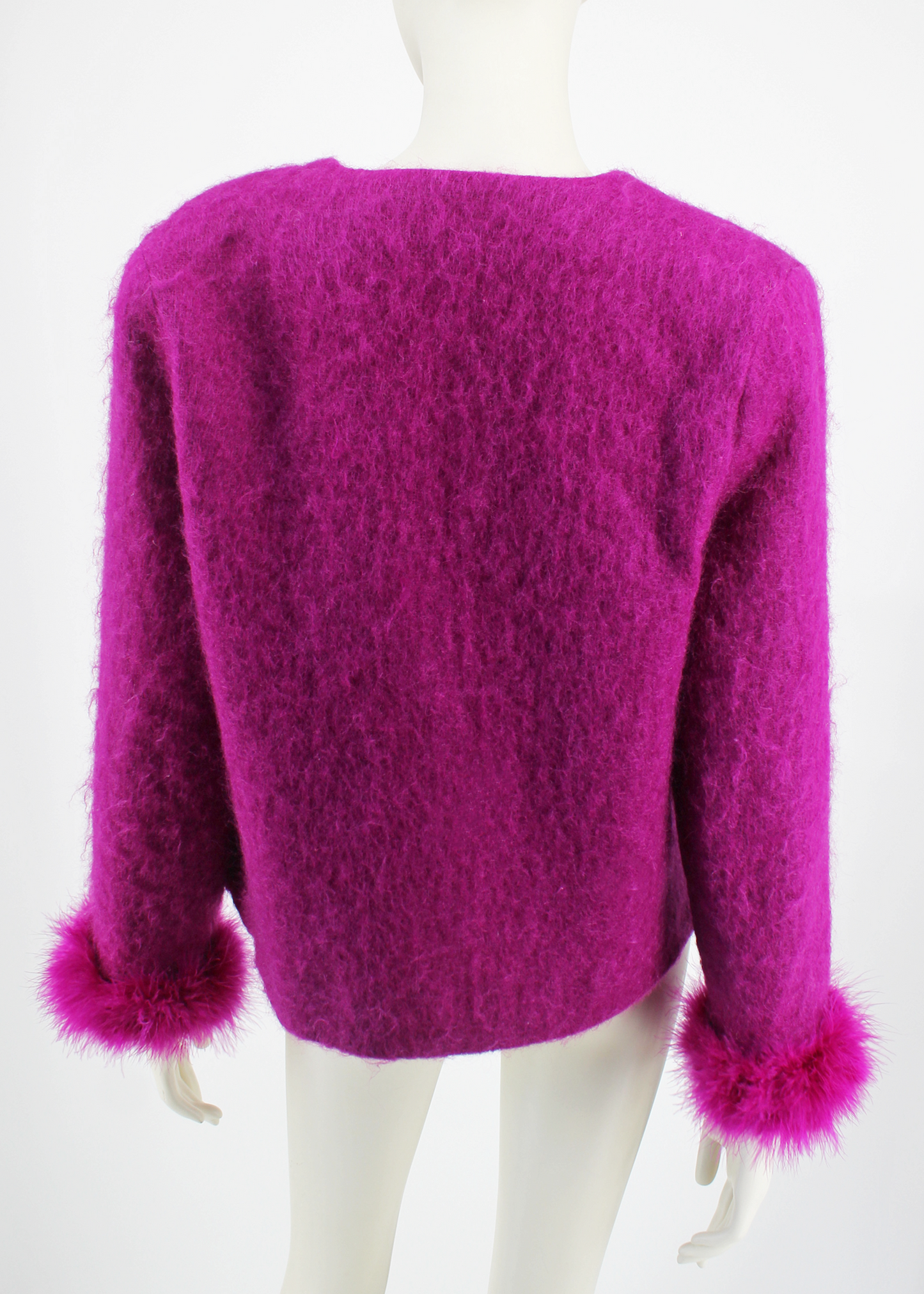 Dauphinette 1980s Magenta Mohair Jacket with Marabou Feathers