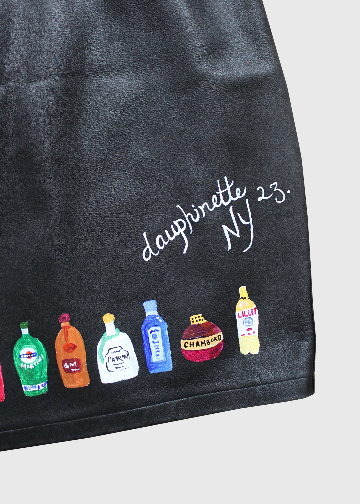 Dauphinette "Mini Bar" Handpainted Leather Skirt