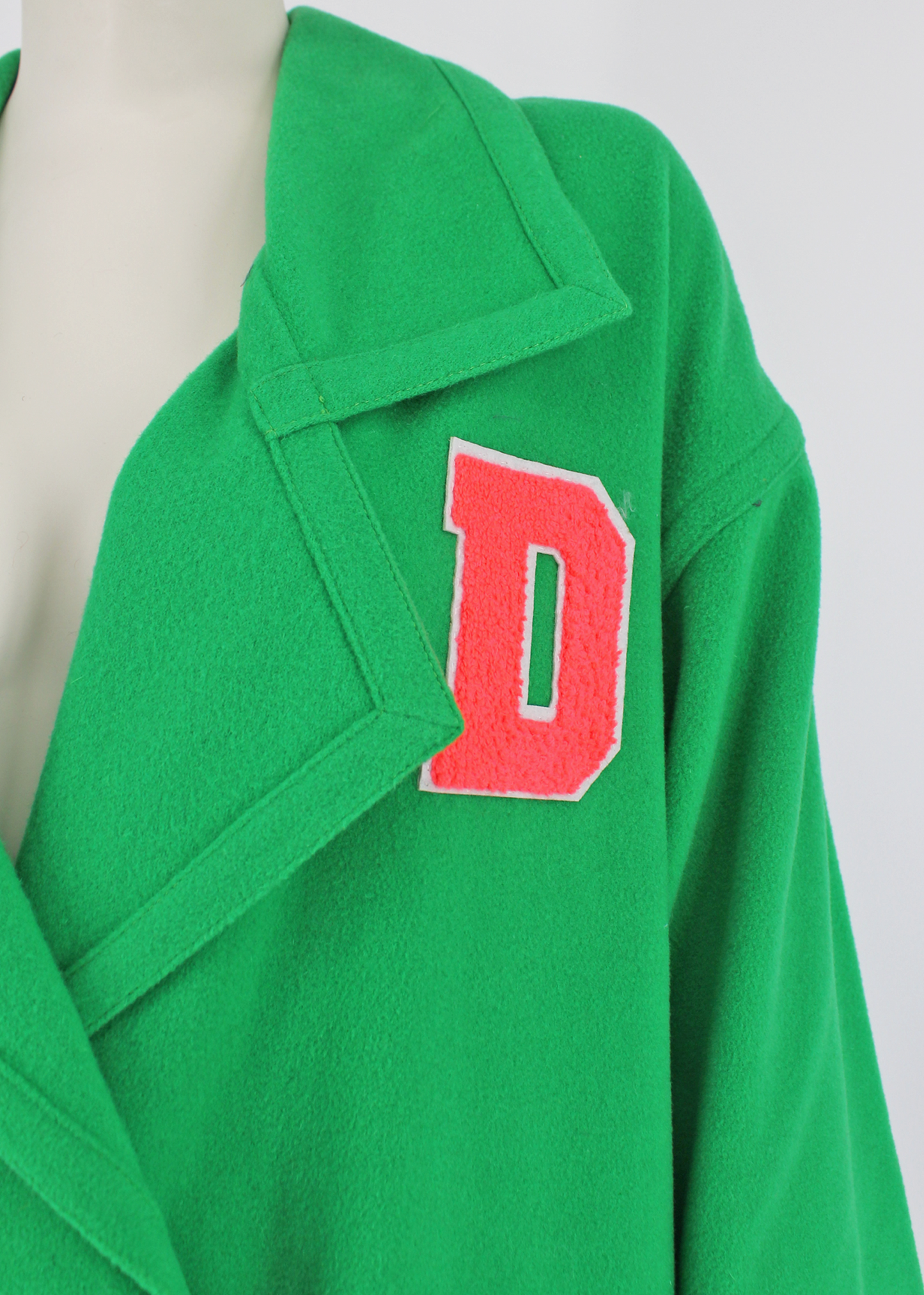 Dauphinette Kelly Green Wool Coat with Patches
