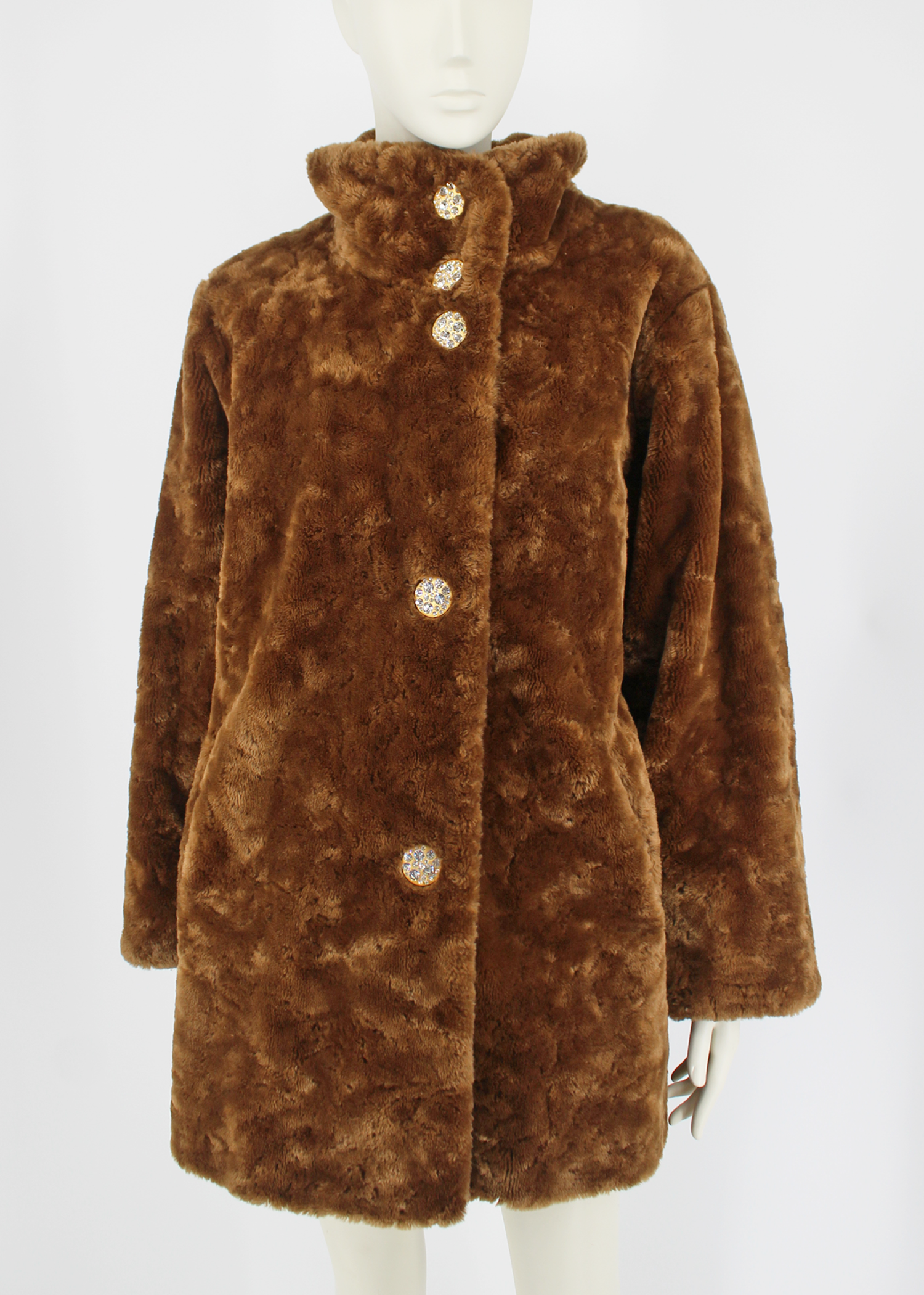 Dauphinette Teddy Faux Fur Coat with Crystal Buttons – Meyfleur