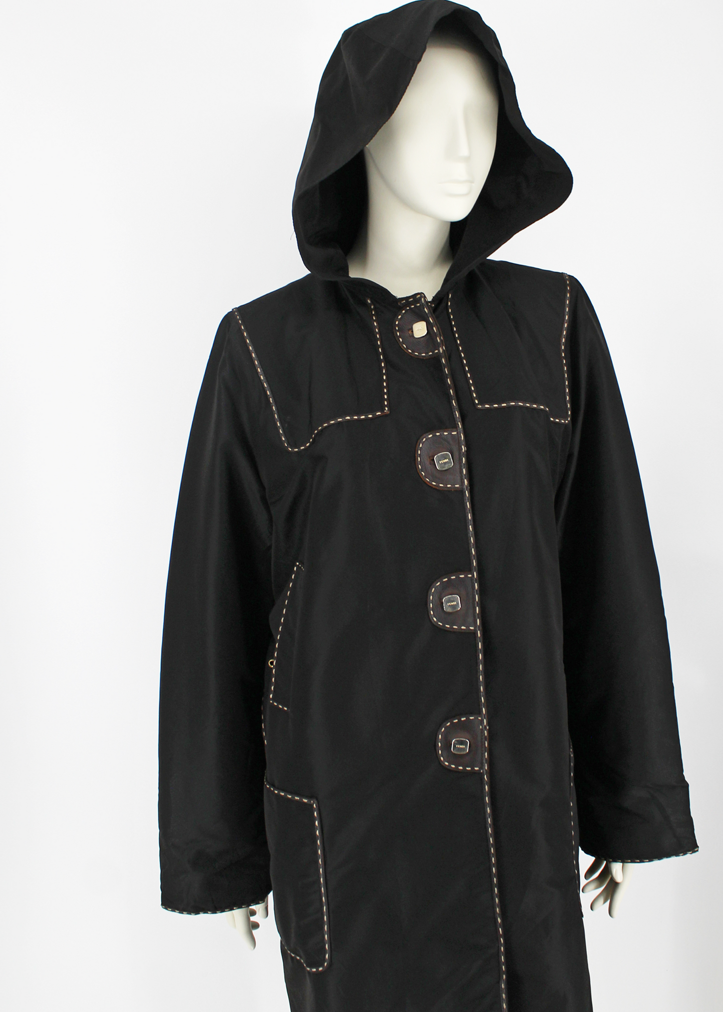 1980s Fendi Fur-Lined Nylon Trench Coat