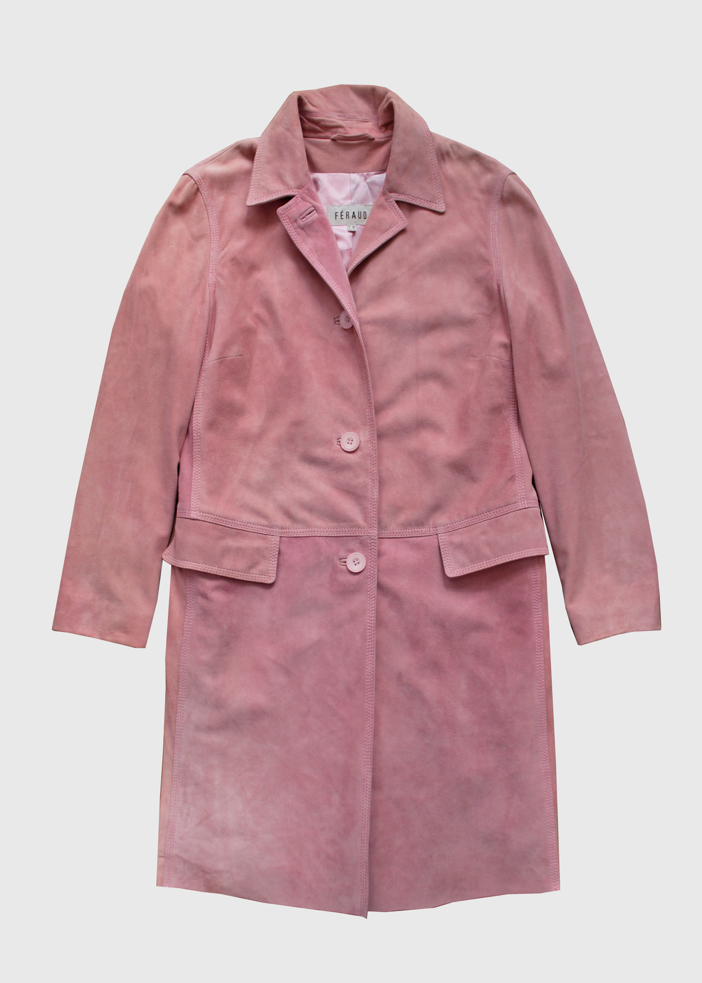 1970s Louis Feraud Blush Goat Suede Mid-Length Coat