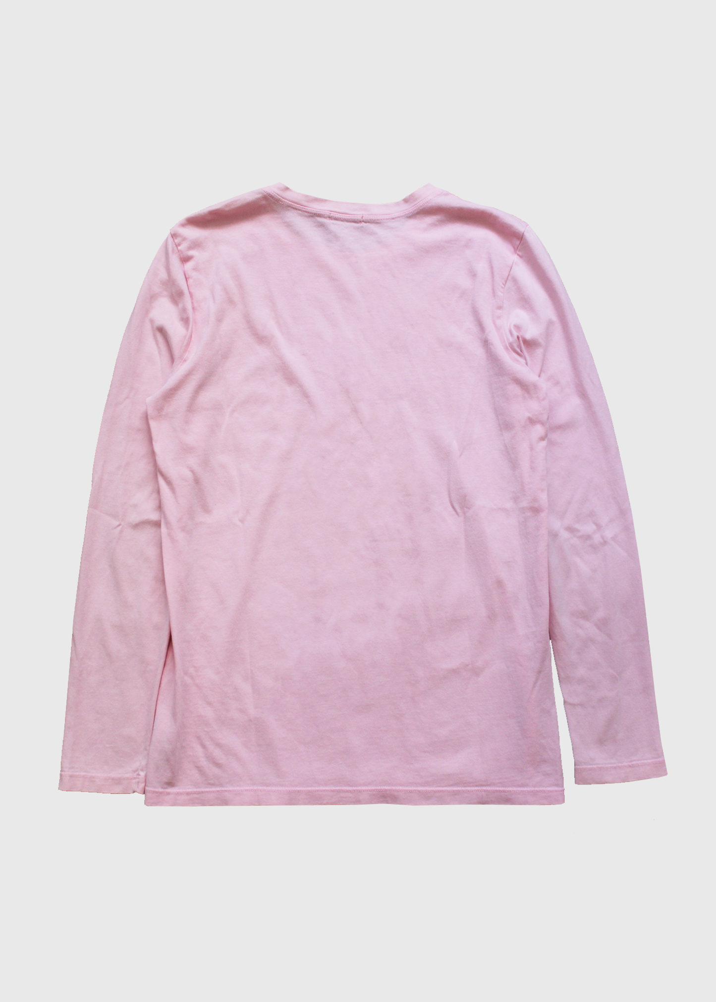 A back view of the pink long sleeve t-shirt