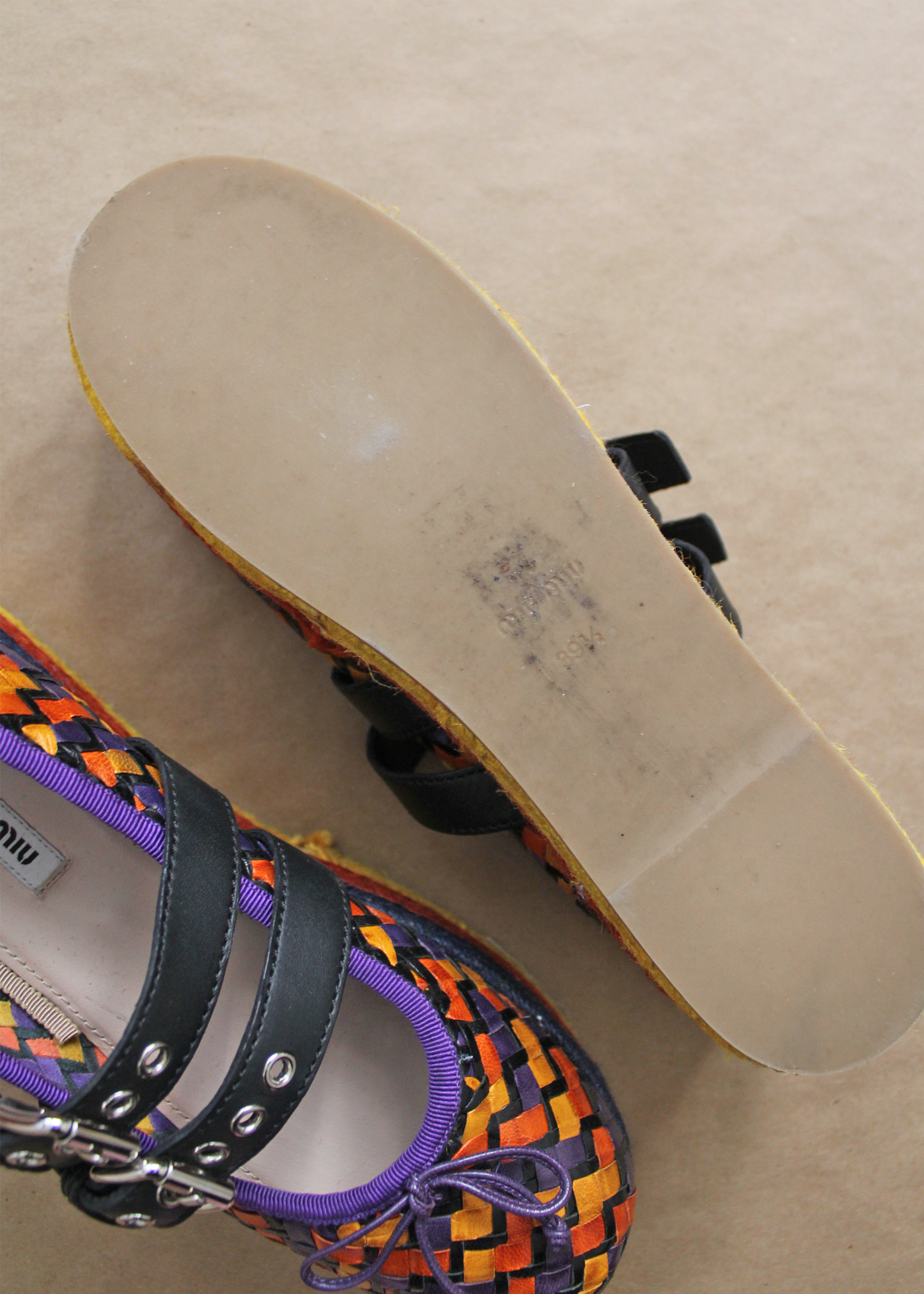 Miu Miu Woven Leather Platform Ballet Shoes- Size EU39.5