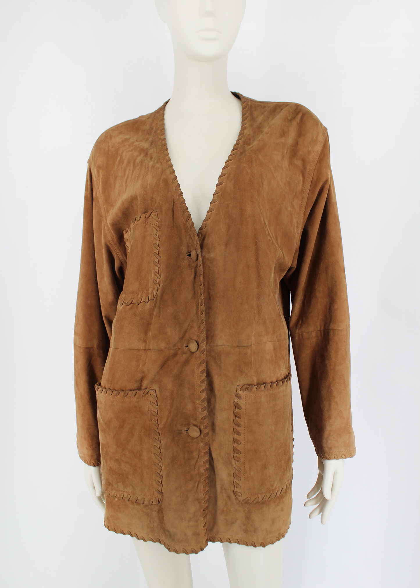 1970s Toffs Whipstitched Camel Suede Jacket