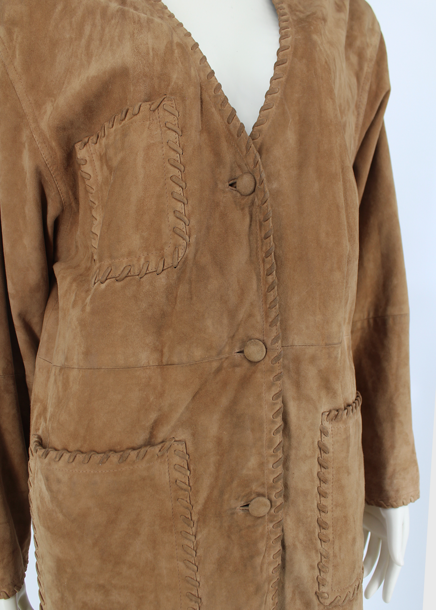 1970s Toffs Whipstitched Camel Suede Jacket