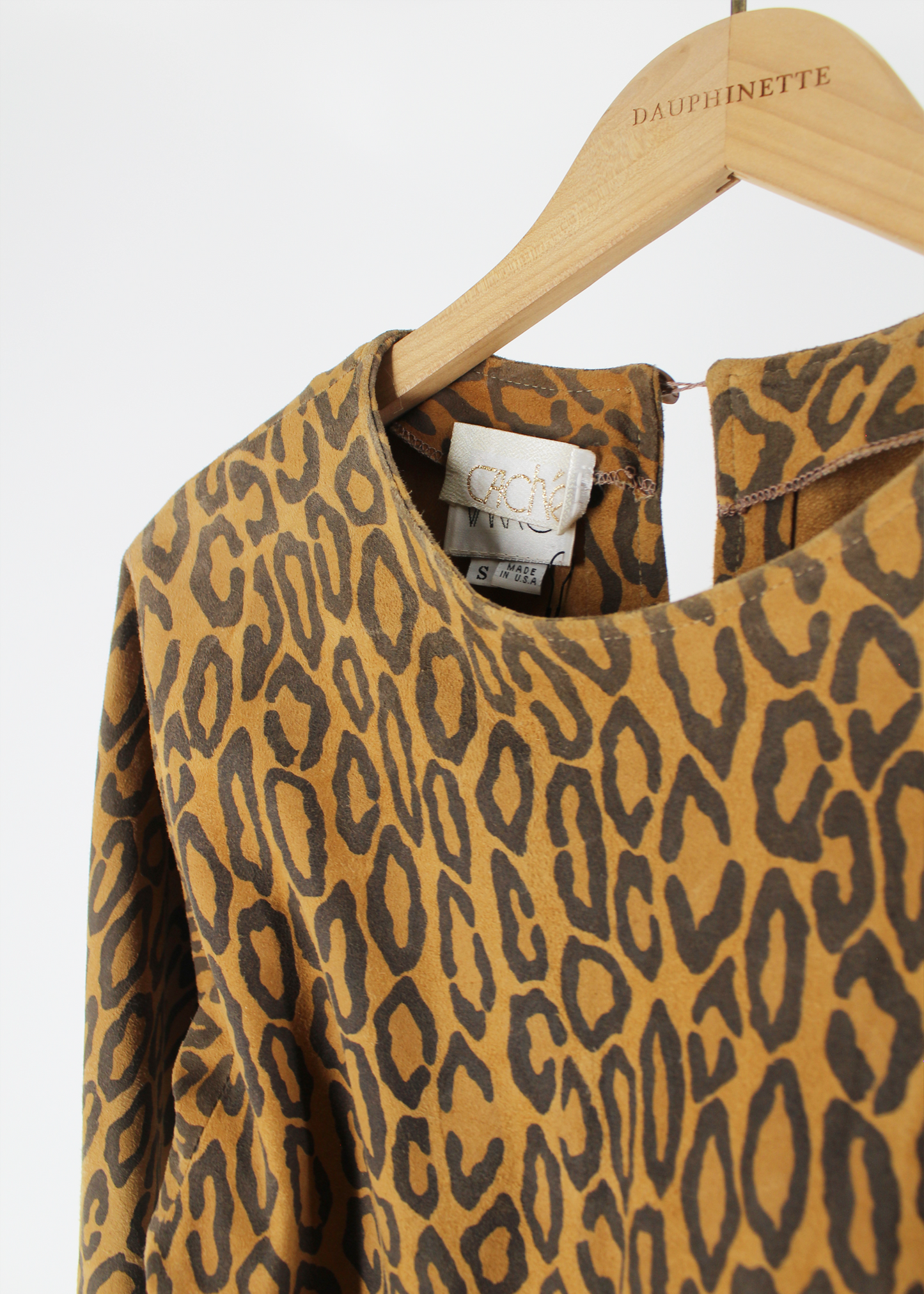 Vakko x Caché 1990s Leopard Print Goat Suede Top