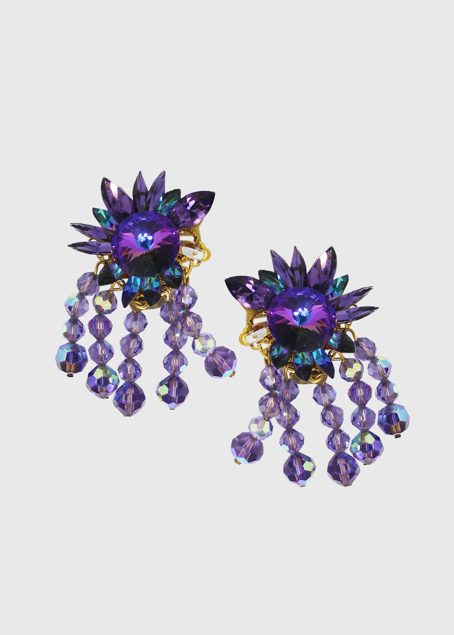 XL Amethyst Chandelier Rivoli Crystal Earrings