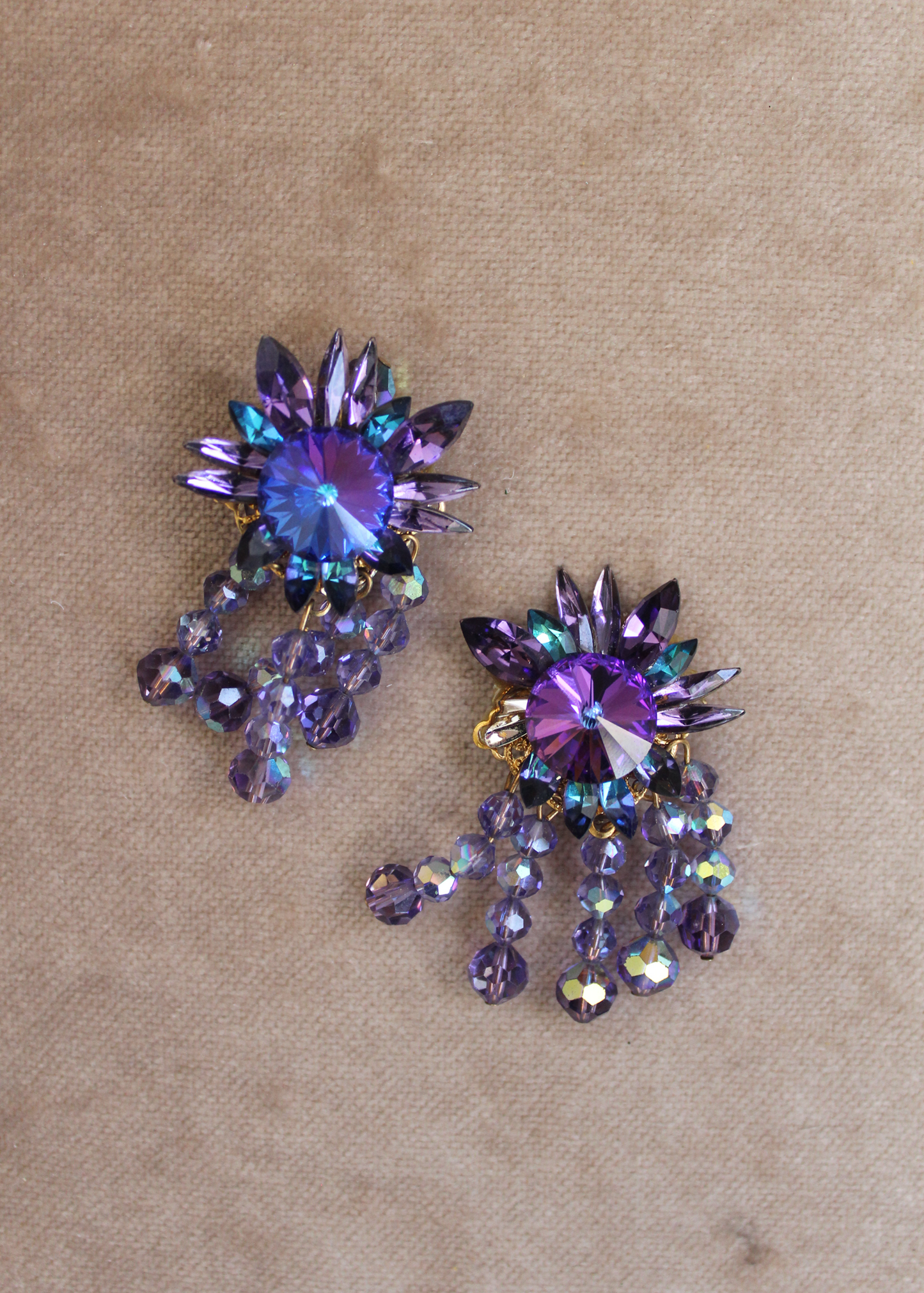 XL Amethyst Chandelier Rivoli Crystal Earrings