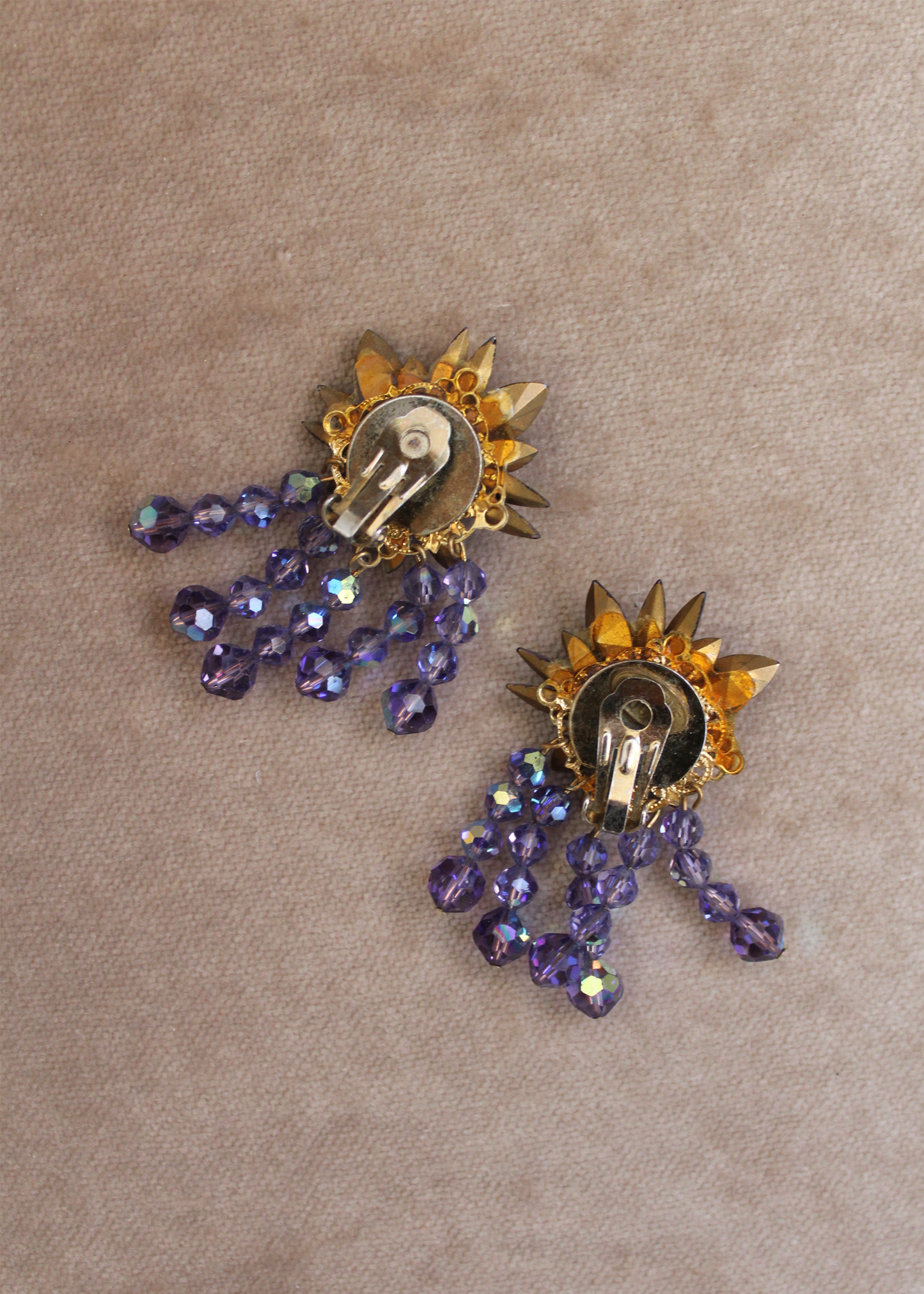 XL Amethyst Chandelier Rivoli Crystal Earrings