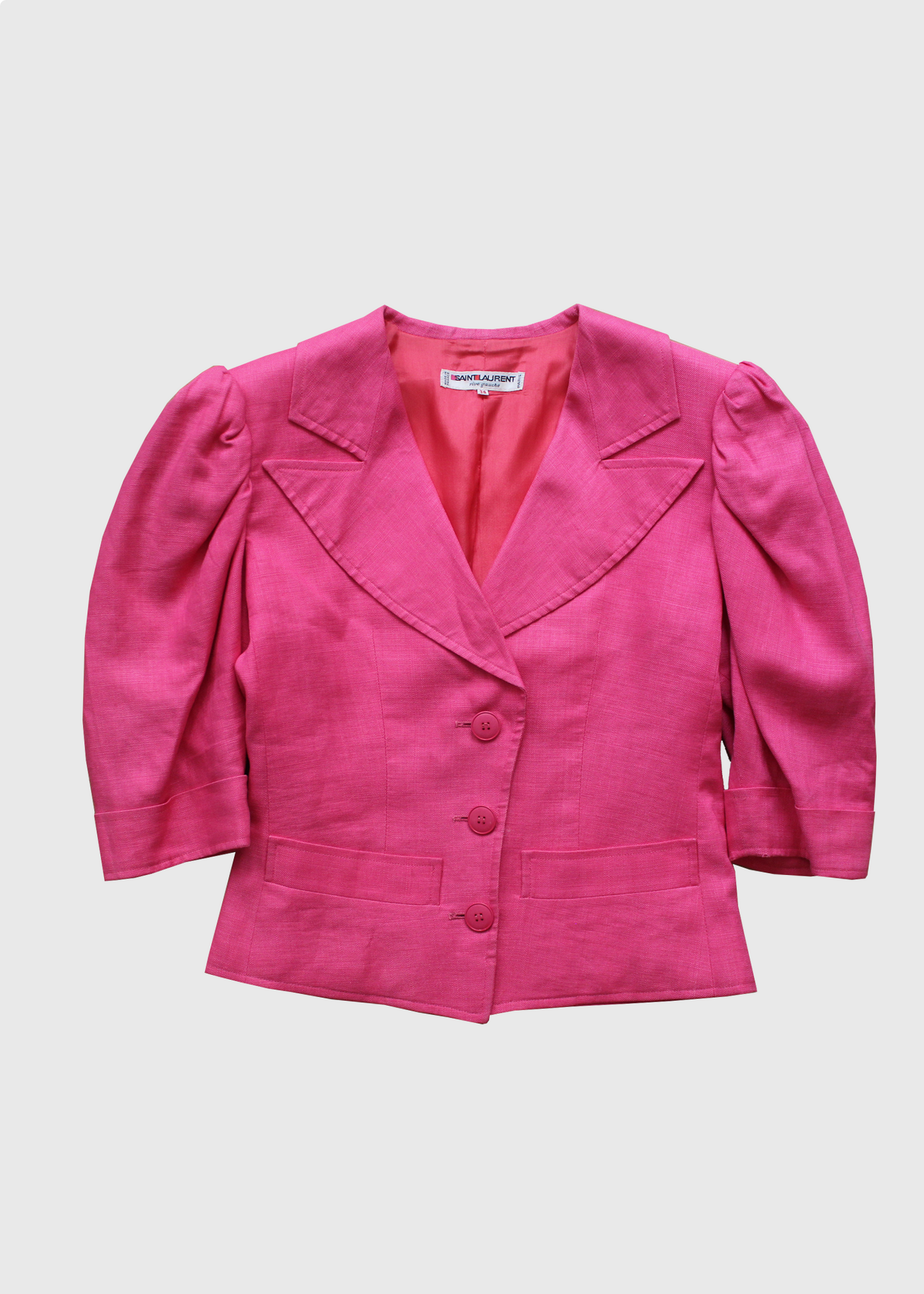 1980s YSL Bubblegum Linen Jacket + Dress Set