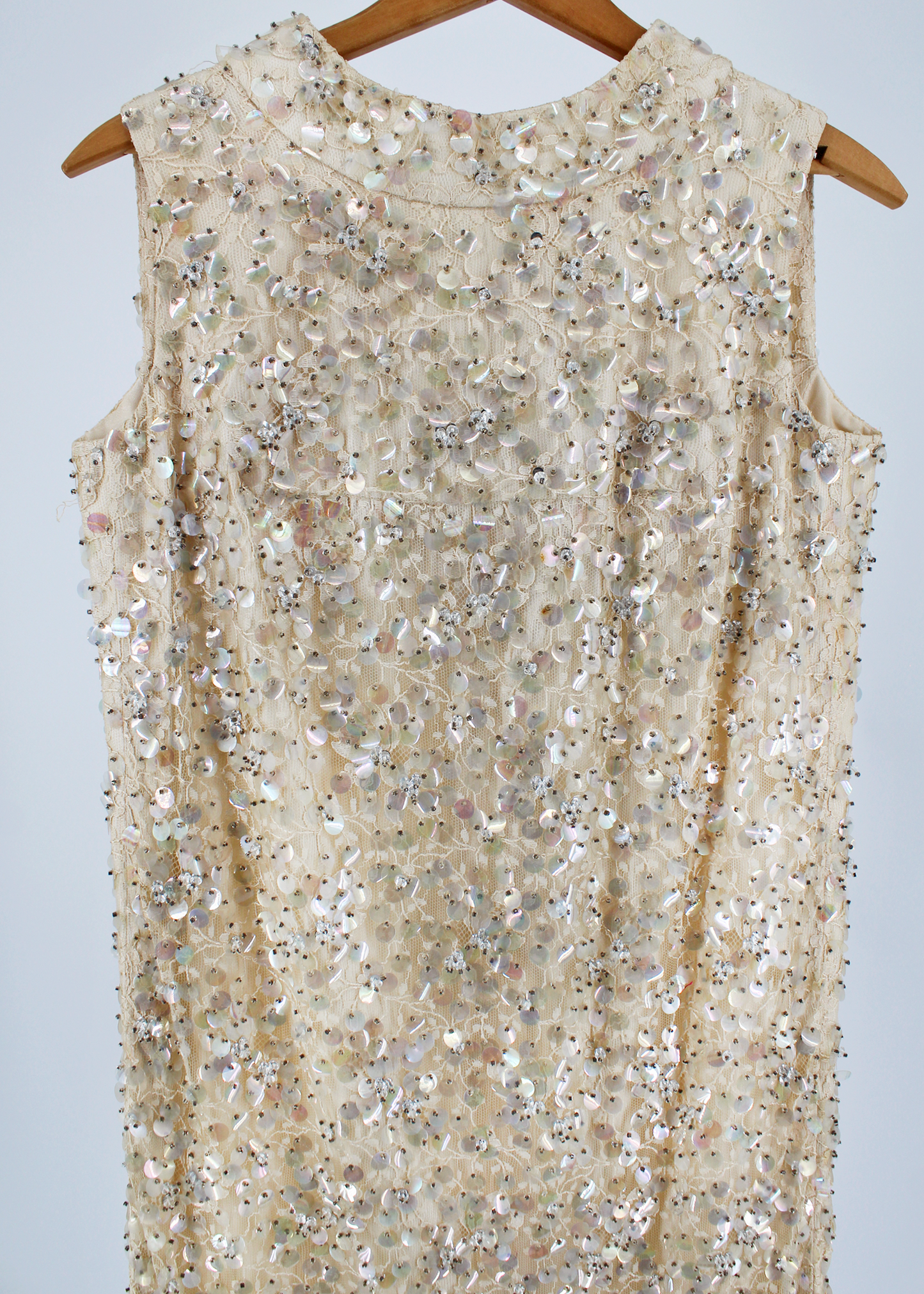 Pat Sandler 1960s Ivory Embellished Mini Dress