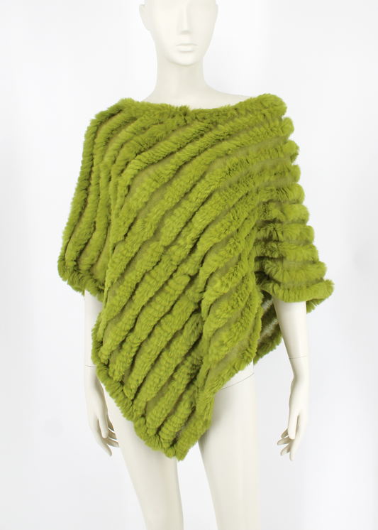 2000s Angora Knit Poncho in Chartreuse- One Size