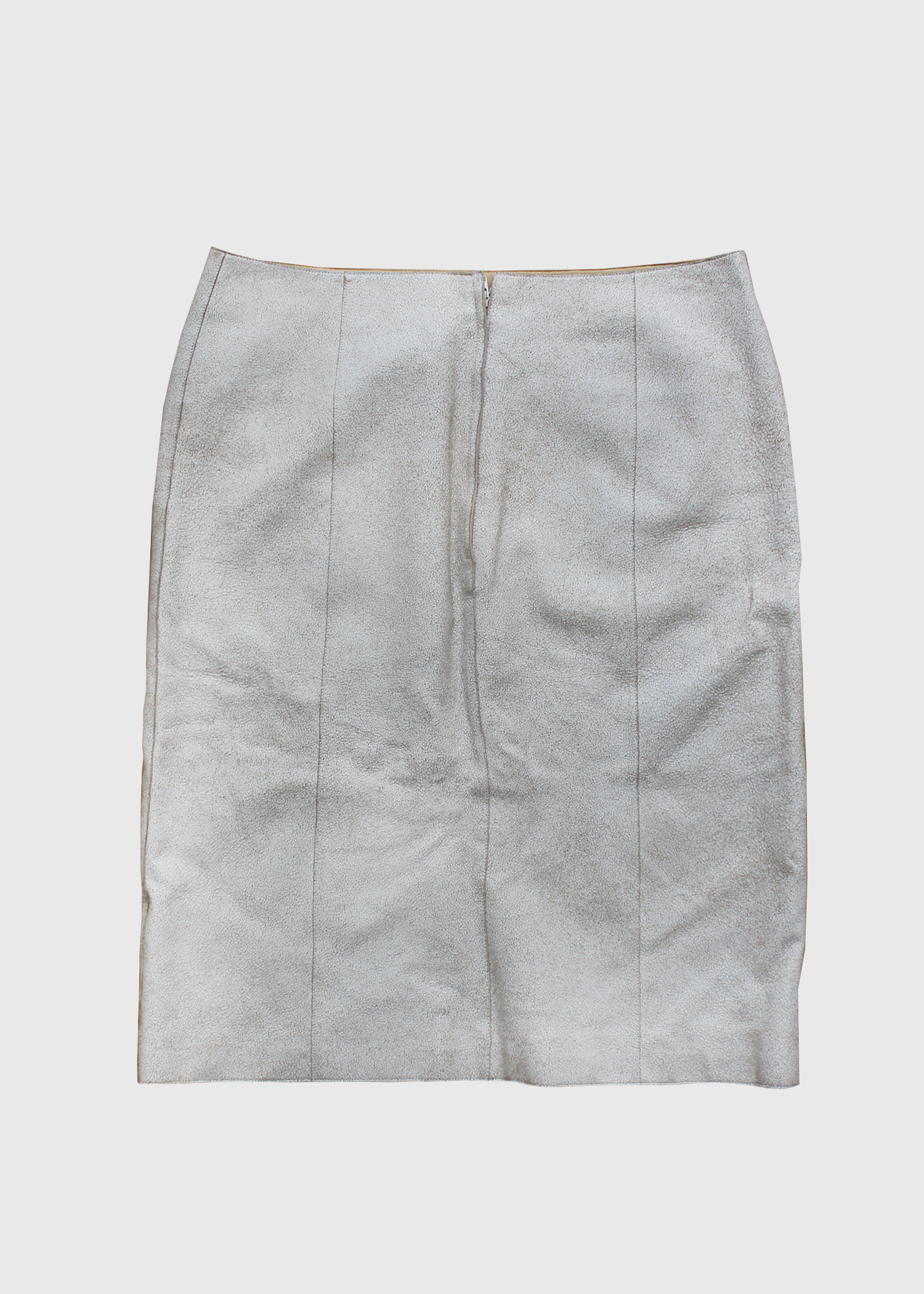 2000s CHANEL Ivory Distressed Leather Skirt- Size FR 40/ US 8