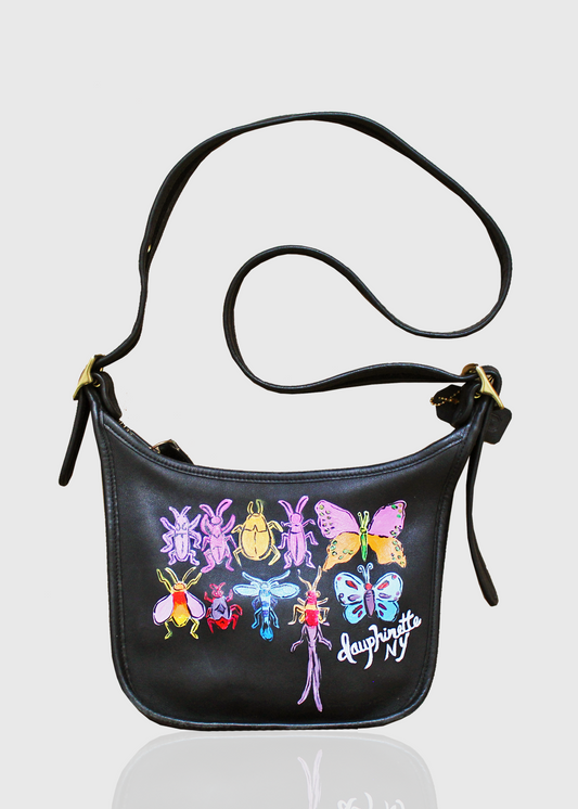 Dauphinette Hand-Painted Art Bag #02-- Bug Day Saddle Bag