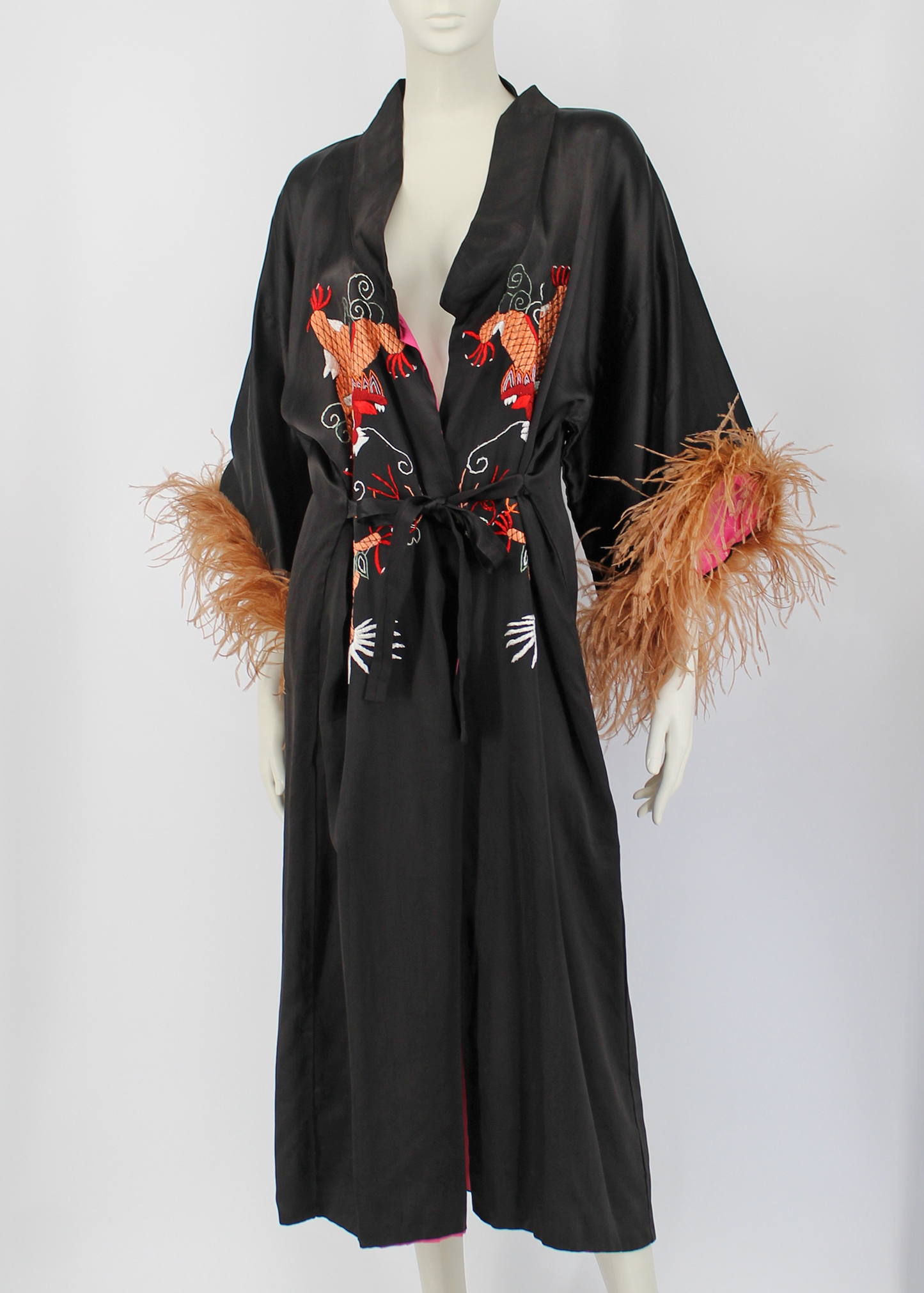 Dauphinette 1940s Dragon Hand-Embroidered Robe