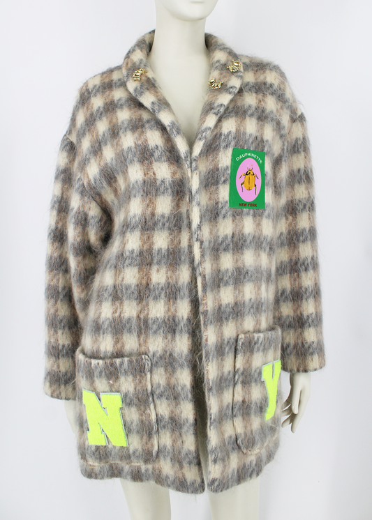 Dauphinette 1960s Checked Mohair Embellished Coat