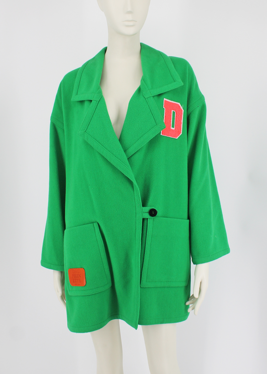 Dauphinette Kelly Green Wool Coat with Patches