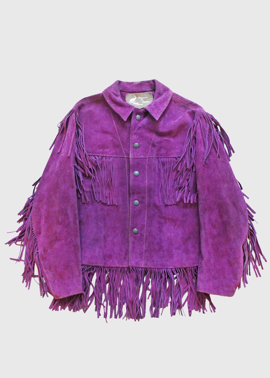1970s Purple Suede Fringe Jacket