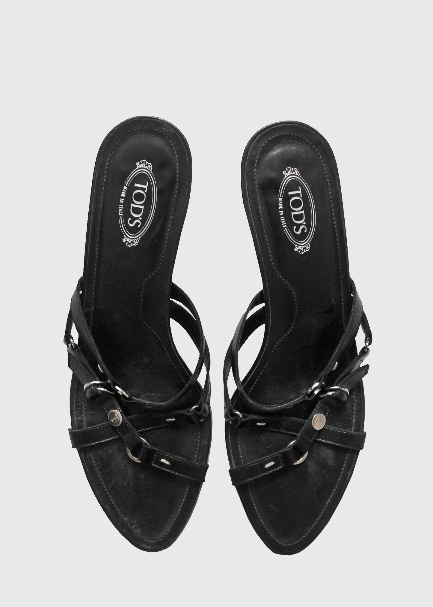 Tod's 2000s Harness Kitten Heel in Black- Size 9.5