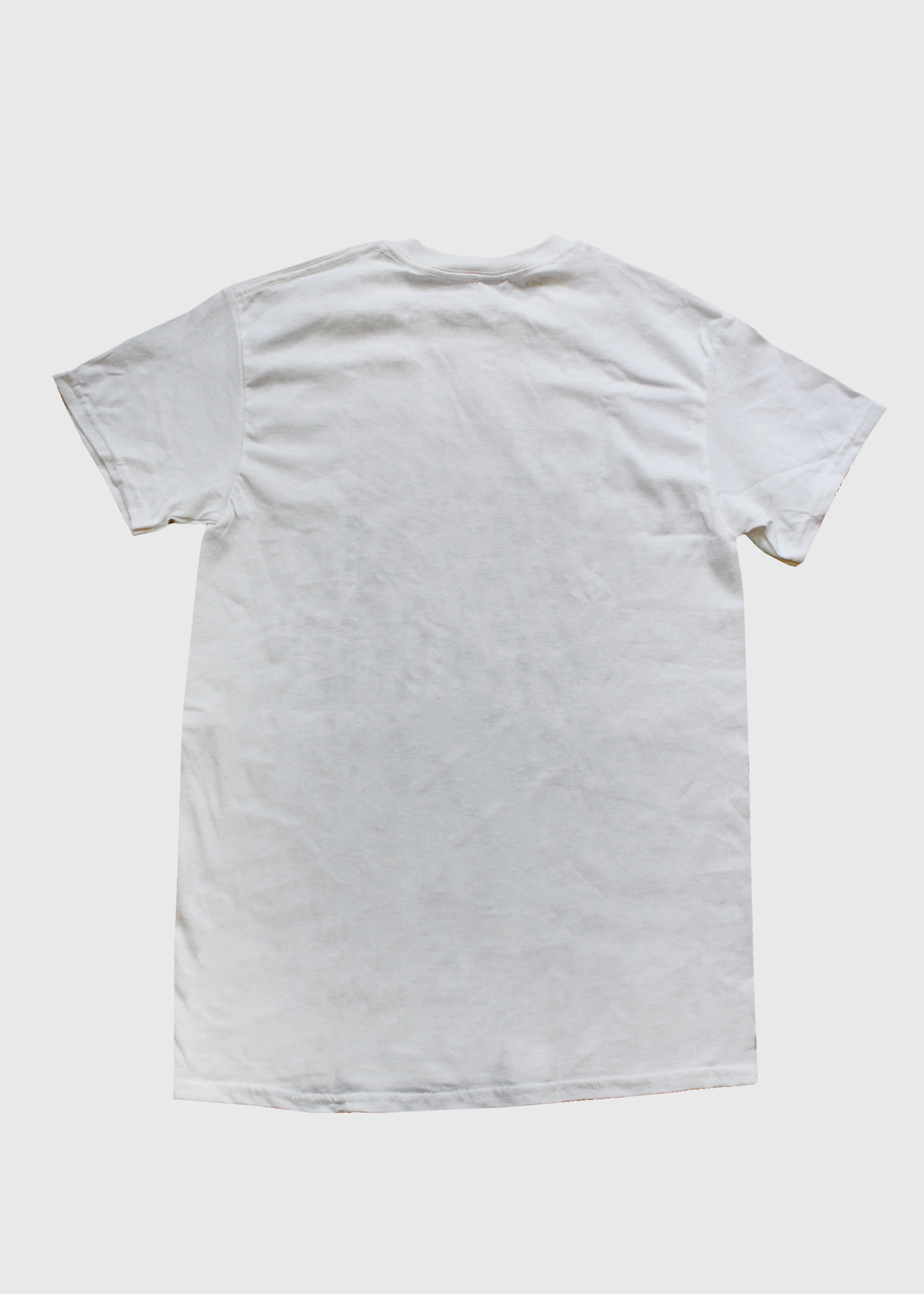 A back view of the white t-shit